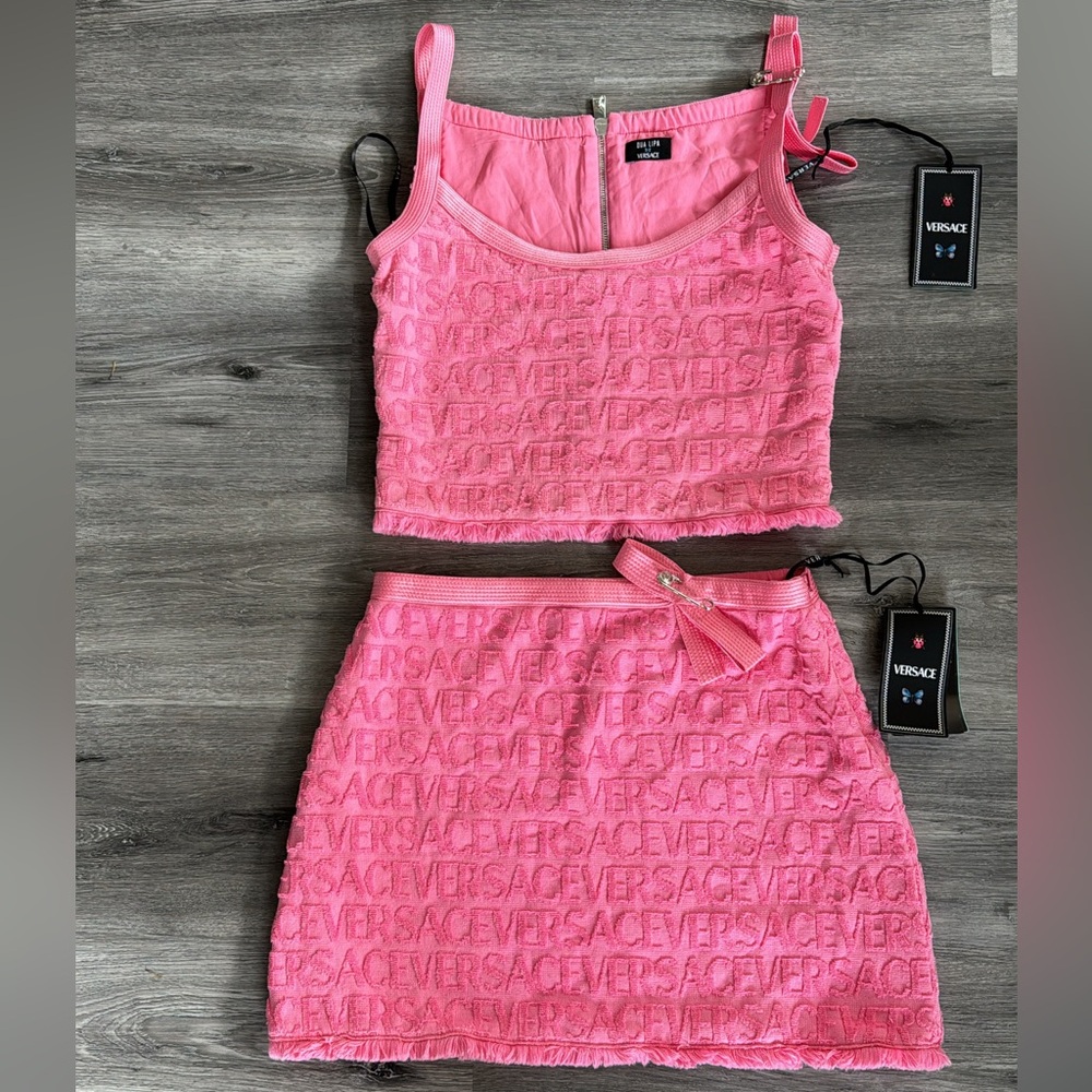 Pink Versace Jacquard Top & Skirt